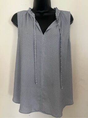Workshop Republic Clothing Black & White Patterned Tie-Neck Sleeveless Top